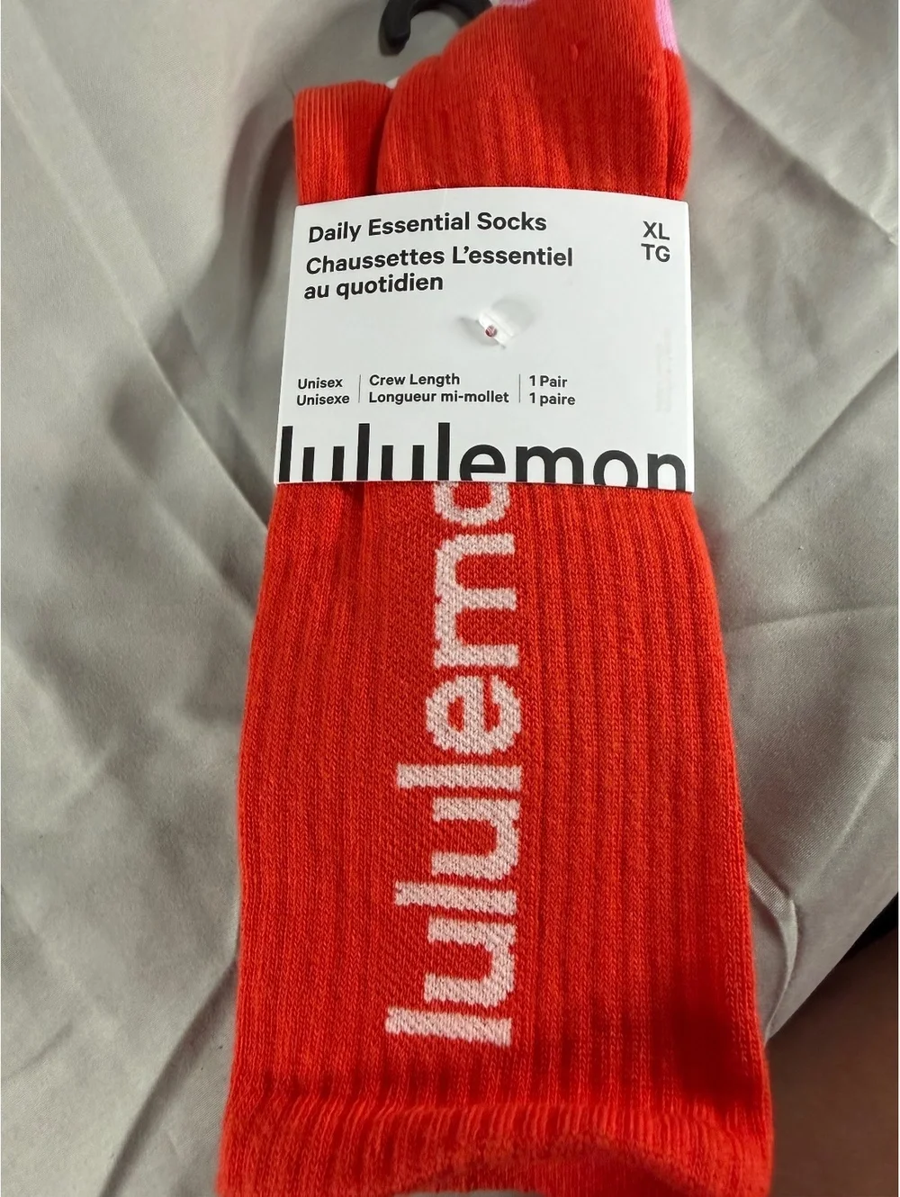 lululemon Daily Essential Socks Crew Length XL in Cherry Ember/Sweet Sorbet/Caba